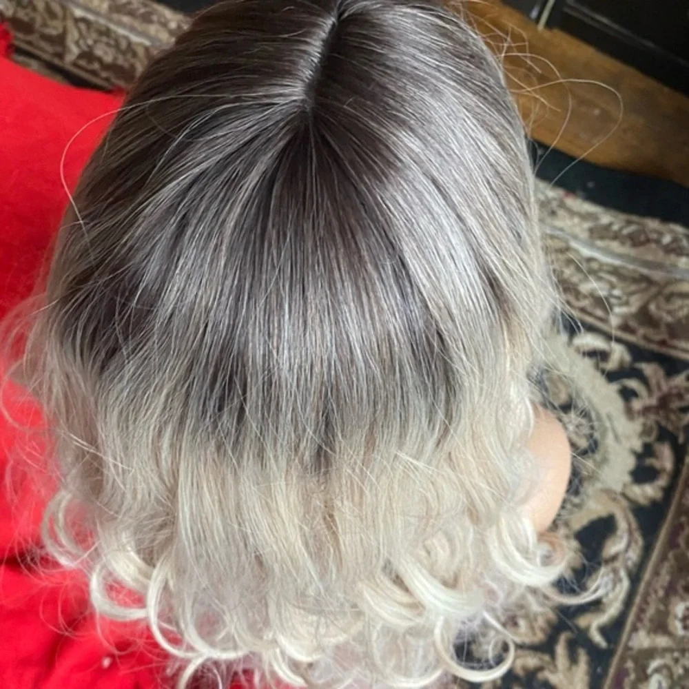 LAST ONE Ombre rooted blonde wig with bangs